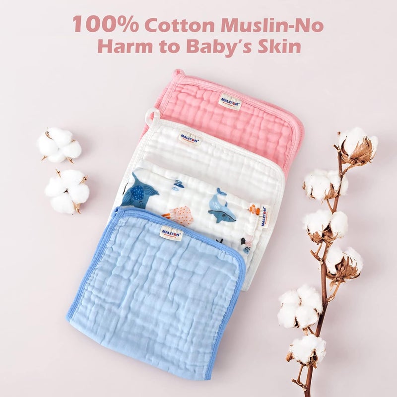 Maliton Muslin Burp Cloths for Baby Girl 6 Pack Large 20''x10'' 100% Cotton Burp Rags Absorbent and Soft 6 Layers Baby Burp Cloths Newborn Girl Essentials(Pink, Pack of 6) - Image 4